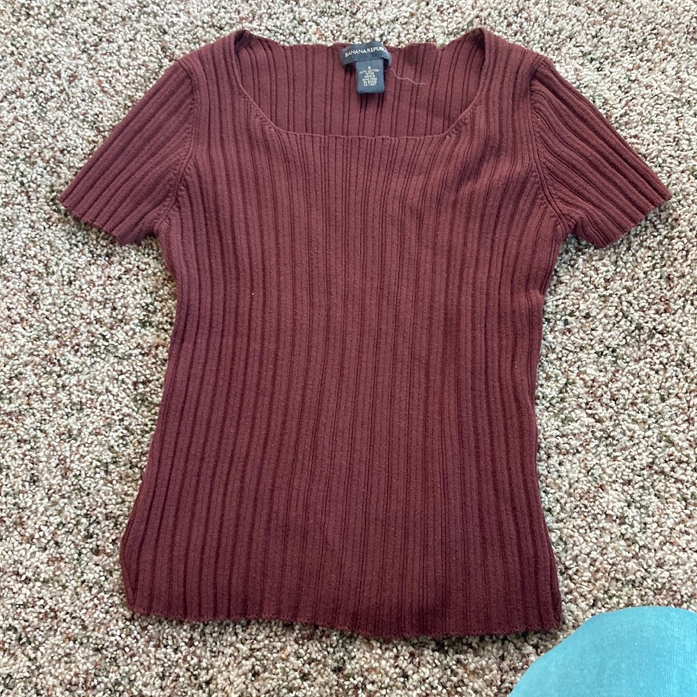 Vintage banana republic square neck ribbed shirt